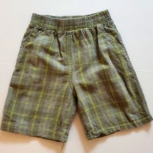 Weeplay tan and lime green plaid shorts